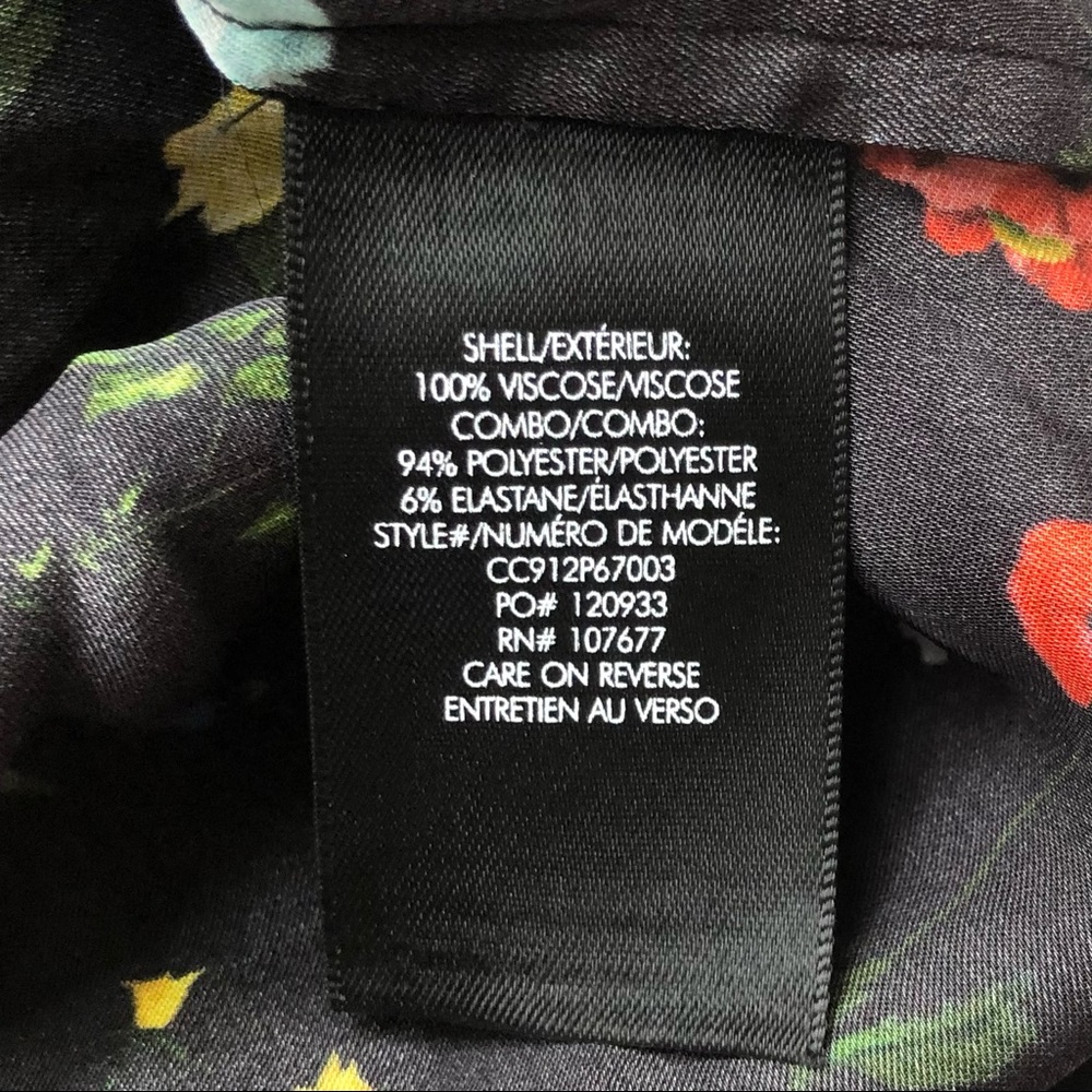 Alice Olivia black floral print blouse short-sleeve top sz small - Picture 13 of 16